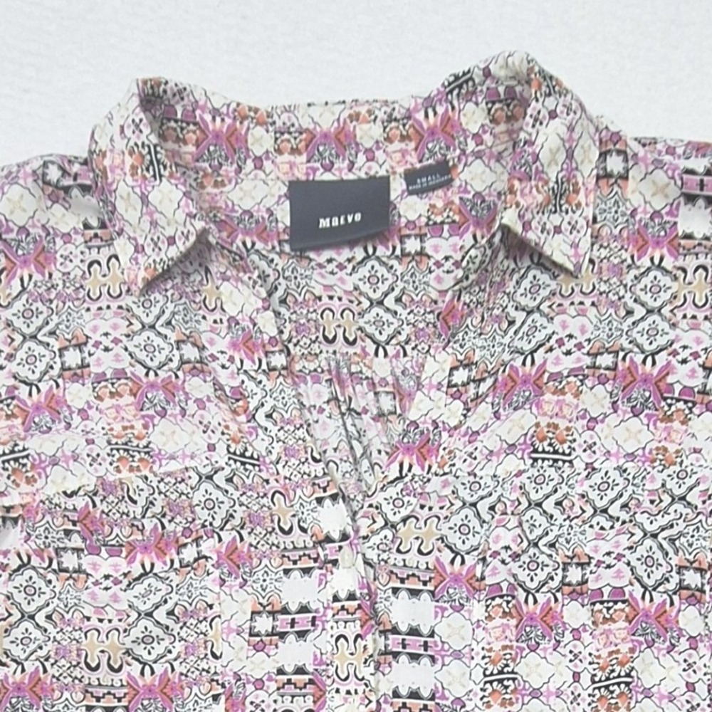 Maeve Anthropologie Top‎ Womens Small Pink Purple Geometric Boho Shirt